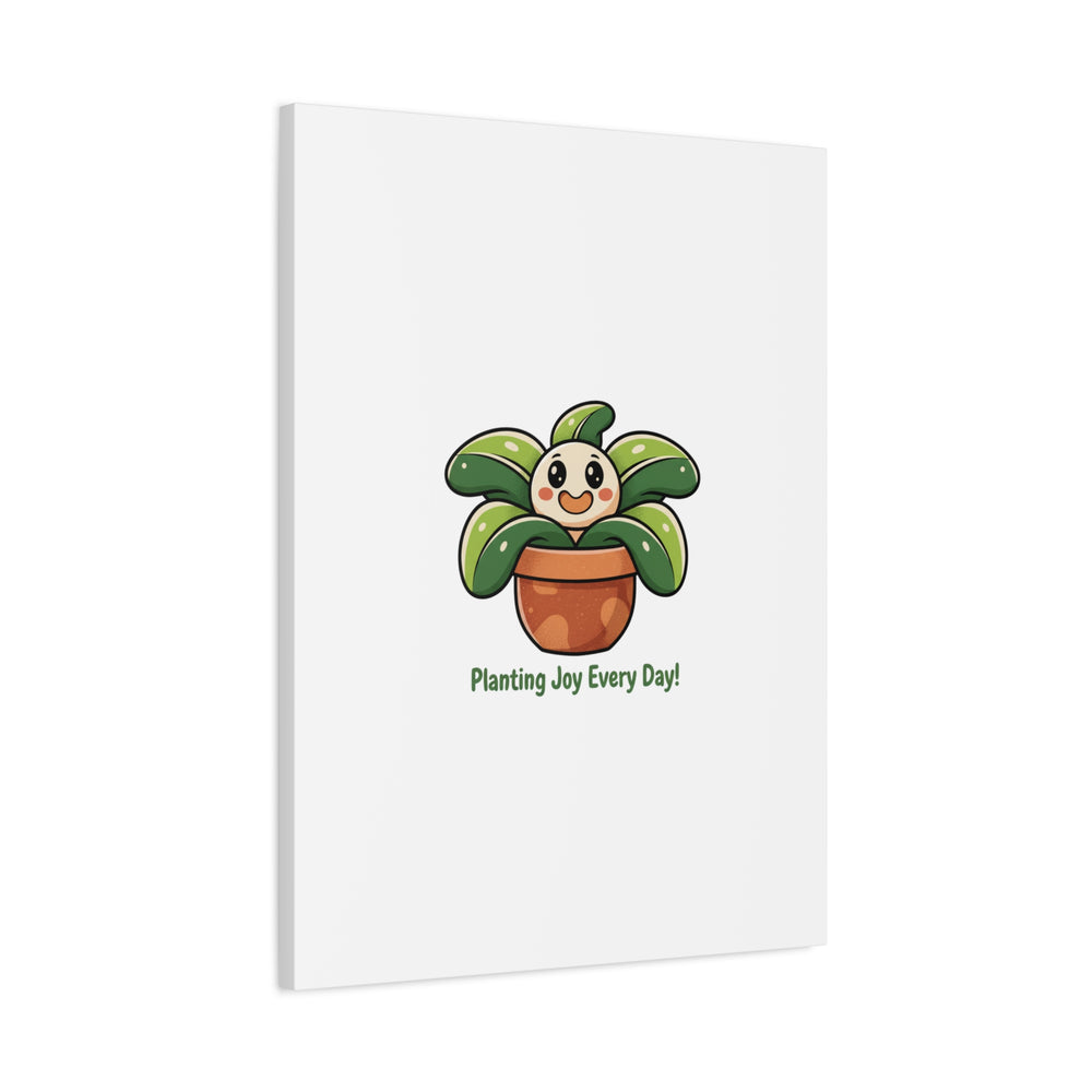 Planting Joy Every Day Canvas | Plant Parent Pun, Sage Cream Botanical Art