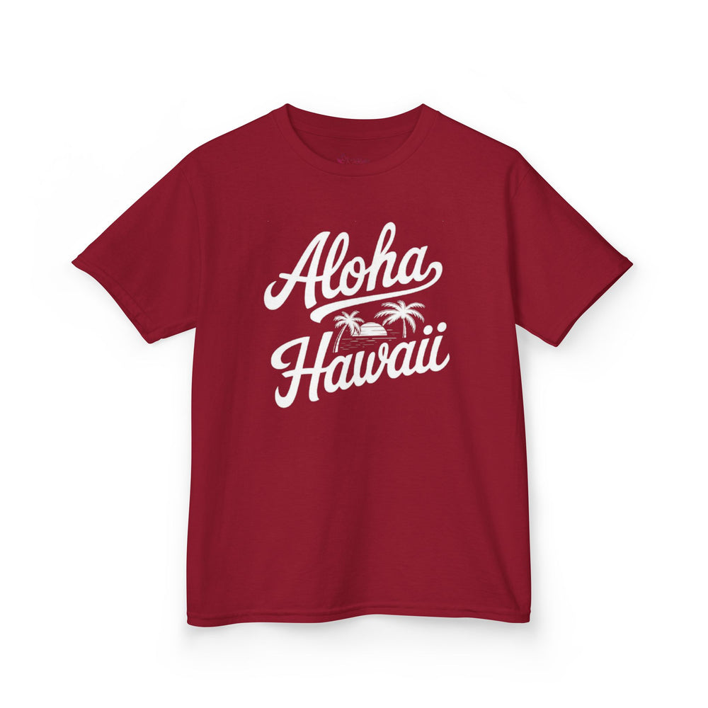 Gildan 5000B | Kids’ Tropical Vibes "Aloha Hawaii" Graphic Tee – Soft Cotton Summer T-Shirt