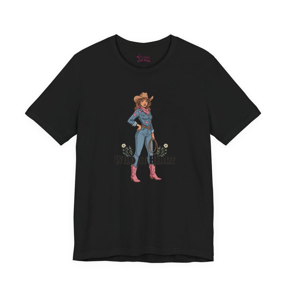 Bella+Canvas3001 | Wild at Heart Cowgirl Tee | Western Valentine, boot heart design
