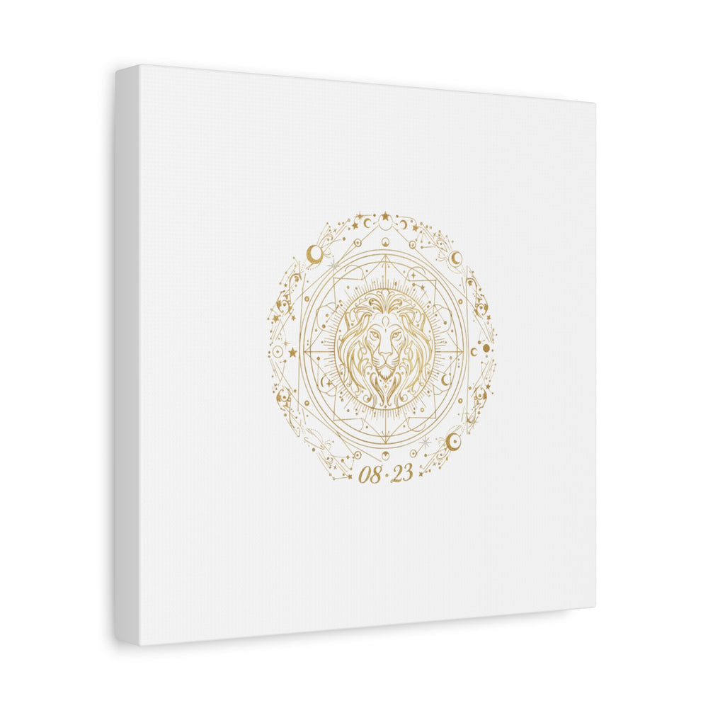 Gold Leo Zodiac Canvas, Astrological Constellation Art | Metallic Lion Wall Art