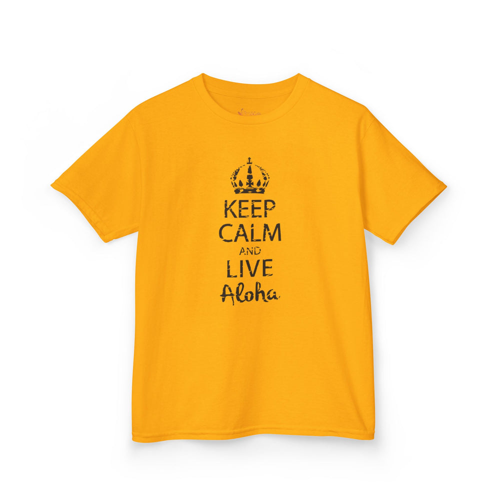 Gildan 5000B | Kids’ "Keep Calm and Live Aloha" Premium Cotton T-Shirt – Comfortable Summer Tee