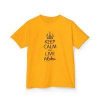 Gildan 5000B | Kids’ "Keep Calm and Live Aloha" Premium Cotton T-Shirt – Comfortable Summer Tee