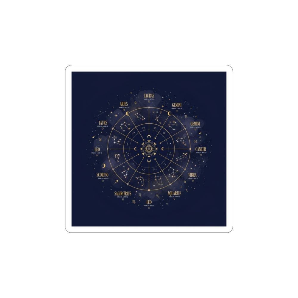 Zodiac Constellation Wheel Sticker | Astrology, Cosmic Gold Foil