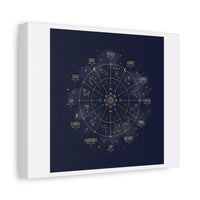 Gold Zodiac Wheel Canvas | Astrology Constellation Art, Cosmic Wall Print