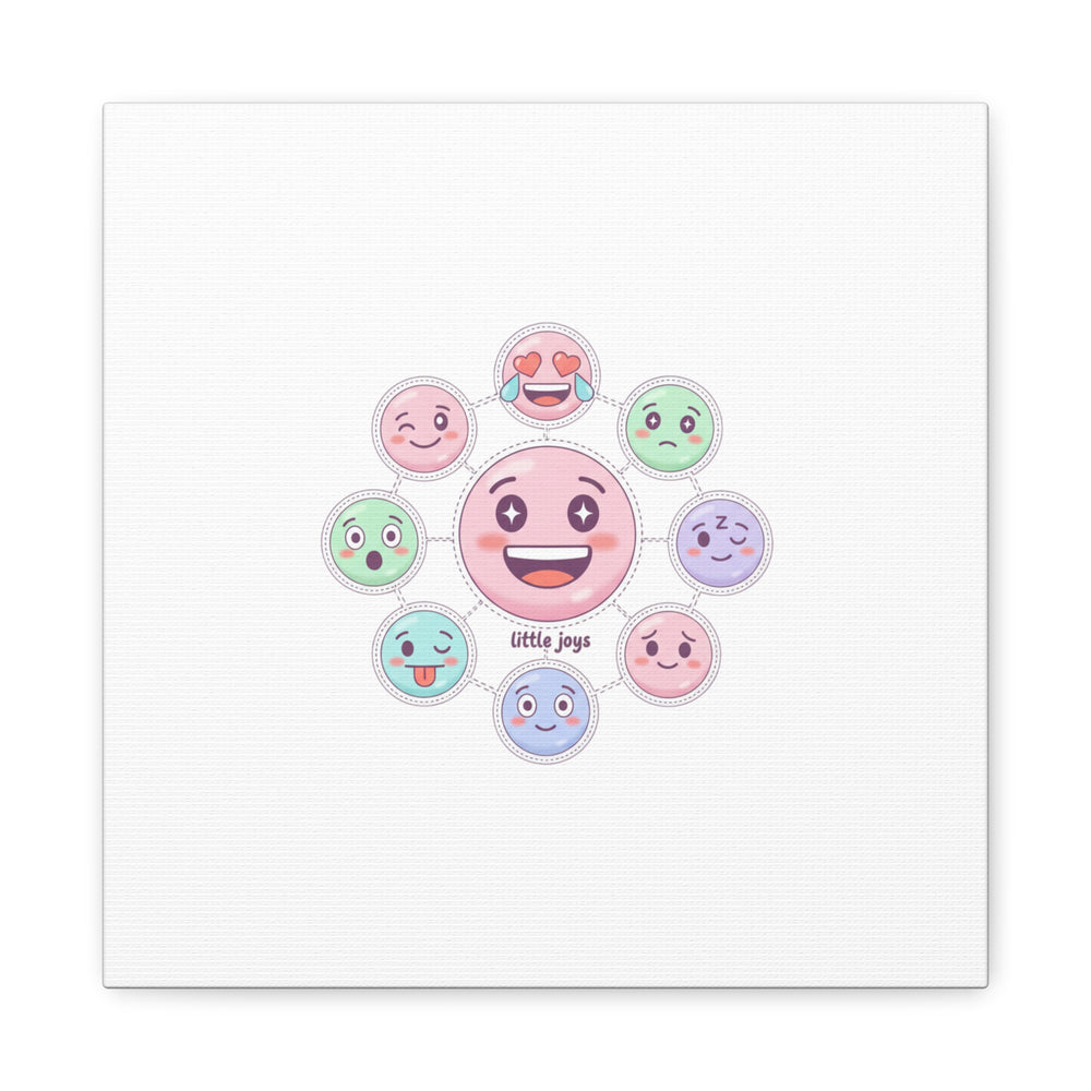 Hand-Drawn Emoticon Sticker Pattern Canvas | Cute Emoji Repeat Print