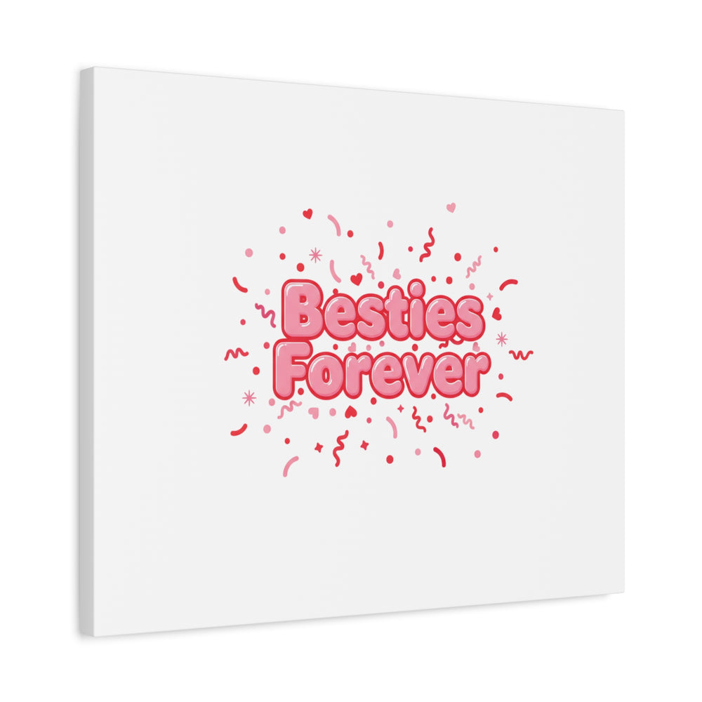 Besties Forever Canvas | Galentine’s Friendship Wall Art, Pink Confetti