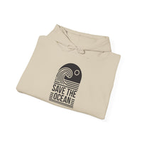 Gildan 18500 | Unisex "Save the Ocean" Wave Graphic Hoodie – Eco-Conscious Surf Style – Premium Fleece Tropical Pullover