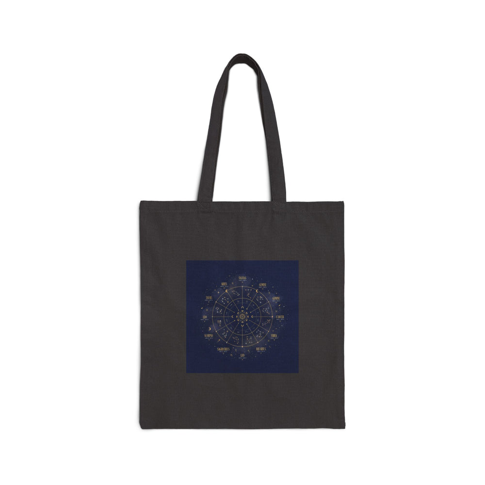 Celestial Constellation Wheel Tote | Zodiac Glyphs, Metallic Galaxy Canvas