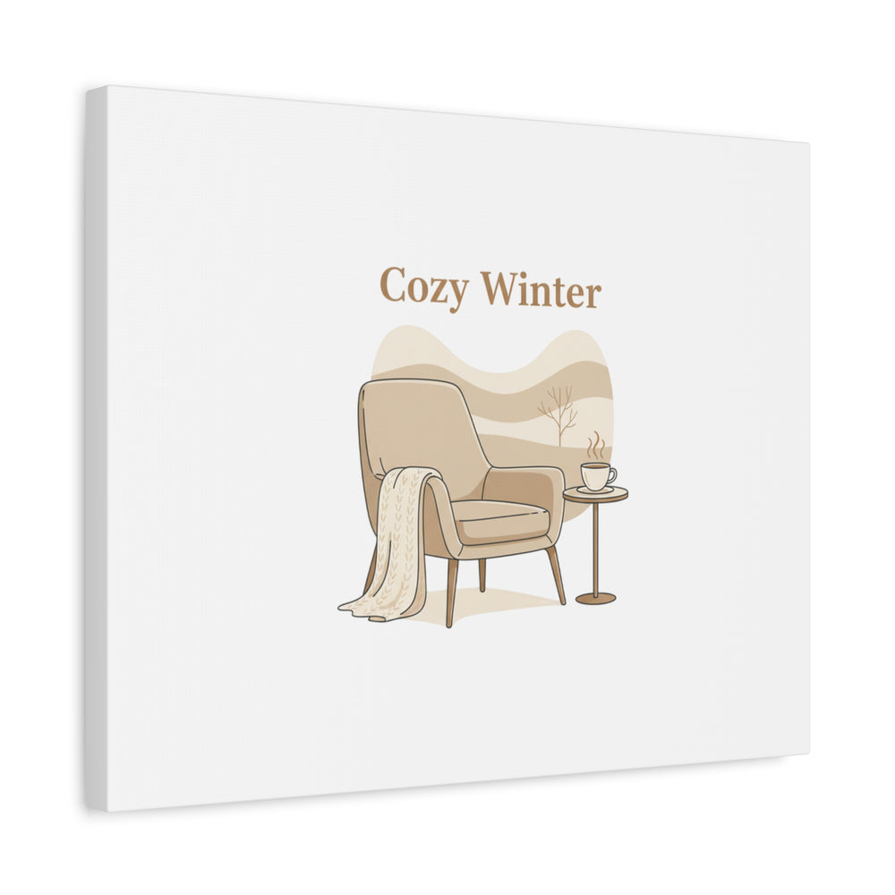 Cozy Winter minimal line art Canvas | Slow Life, soft life neutral wall decor