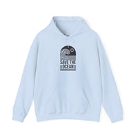 Gildan 18500 | Unisex "Save the Ocean" Wave Graphic Hoodie – Eco-Conscious Surf Style – Premium Fleece Tropical Pullover