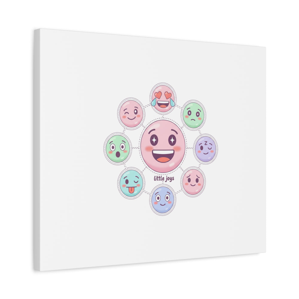 Hand-Drawn Emoticon Sticker Pattern Canvas | Cute Emoji Repeat Print