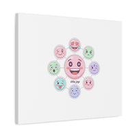 Hand-Drawn Emoticon Sticker Pattern Canvas | Cute Emoji Repeat Print