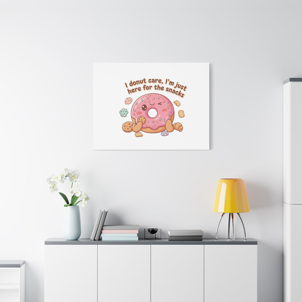 Donut Snacks Pun Canvas | Food & Snack Humor, Cozy Kawaii Art