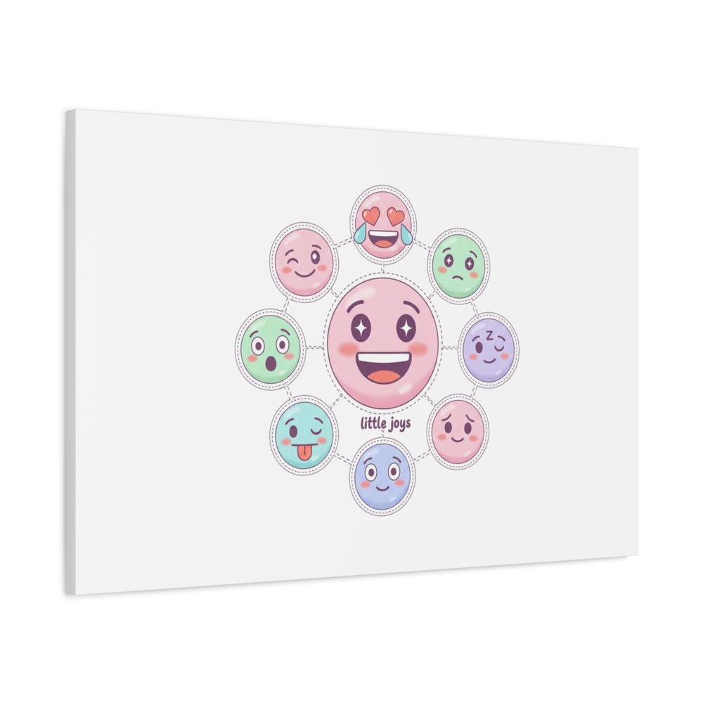 Hand-Drawn Emoticon Sticker Pattern Canvas | Cute Emoji Repeat Print