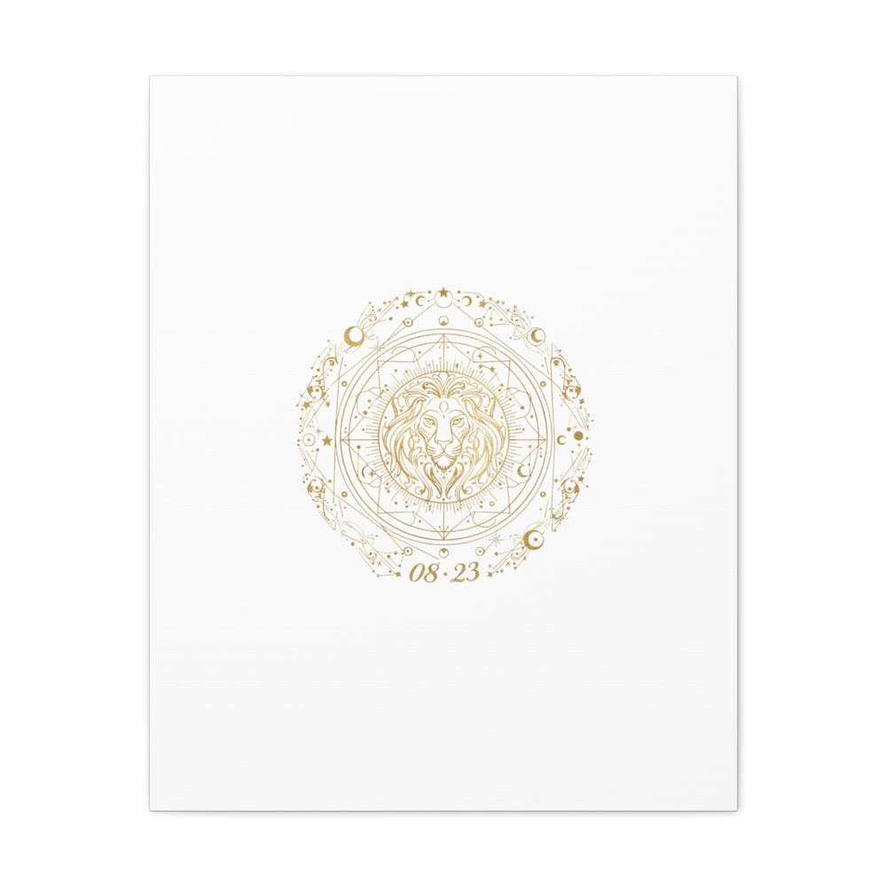 Gold Leo Zodiac Canvas, Astrological Constellation Art | Metallic Lion Wall Art