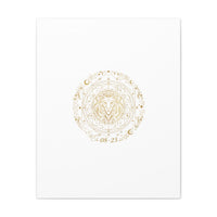 Gold Leo Zodiac Canvas, Astrological Constellation Art | Metallic Lion Wall Art