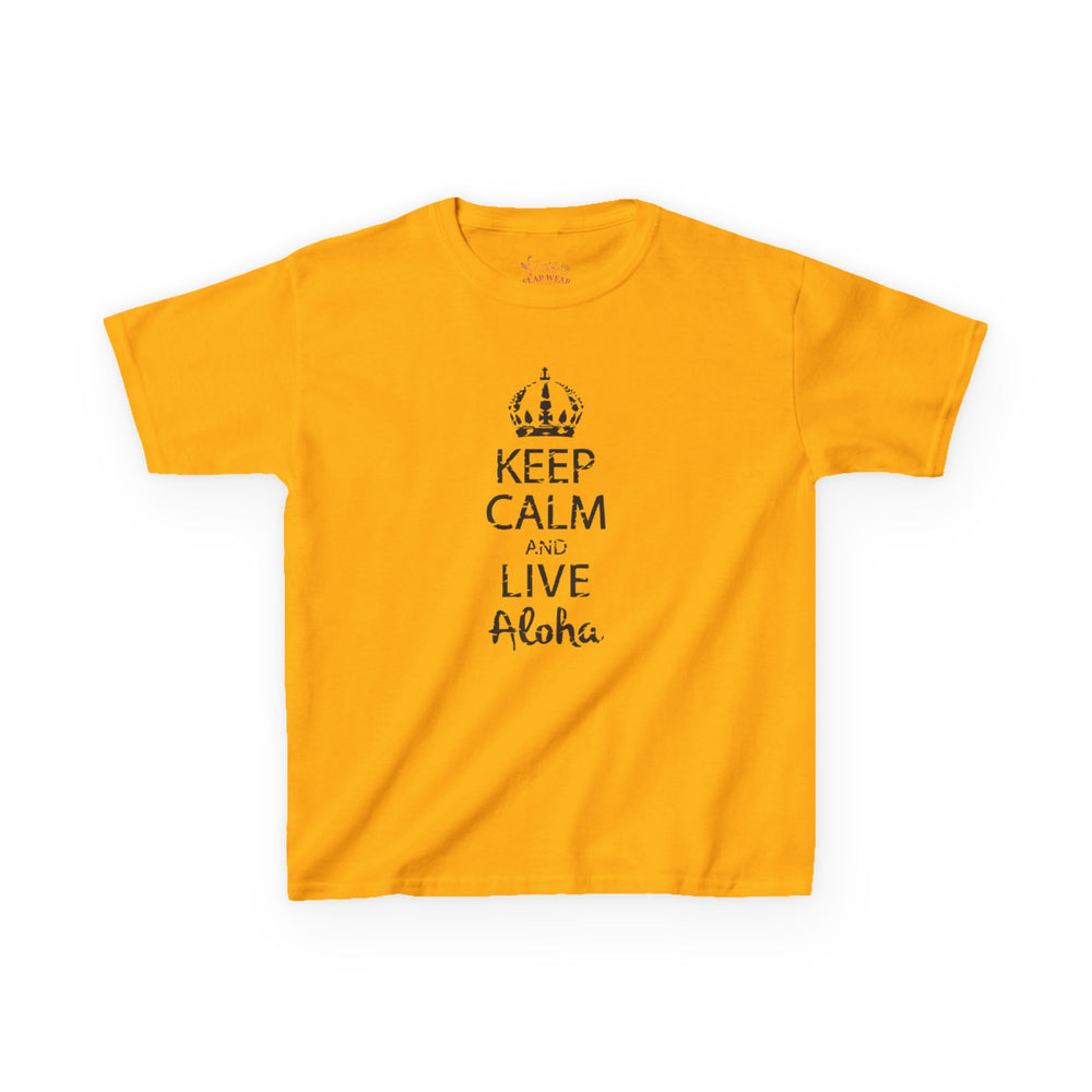 Gildan 5000B | Kids’ "Keep Calm and Live Aloha" Premium Cotton T-Shirt – Comfortable Summer Tee