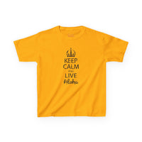 Gildan 5000B | Kids’ "Keep Calm and Live Aloha" Premium Cotton T-Shirt – Comfortable Summer Tee