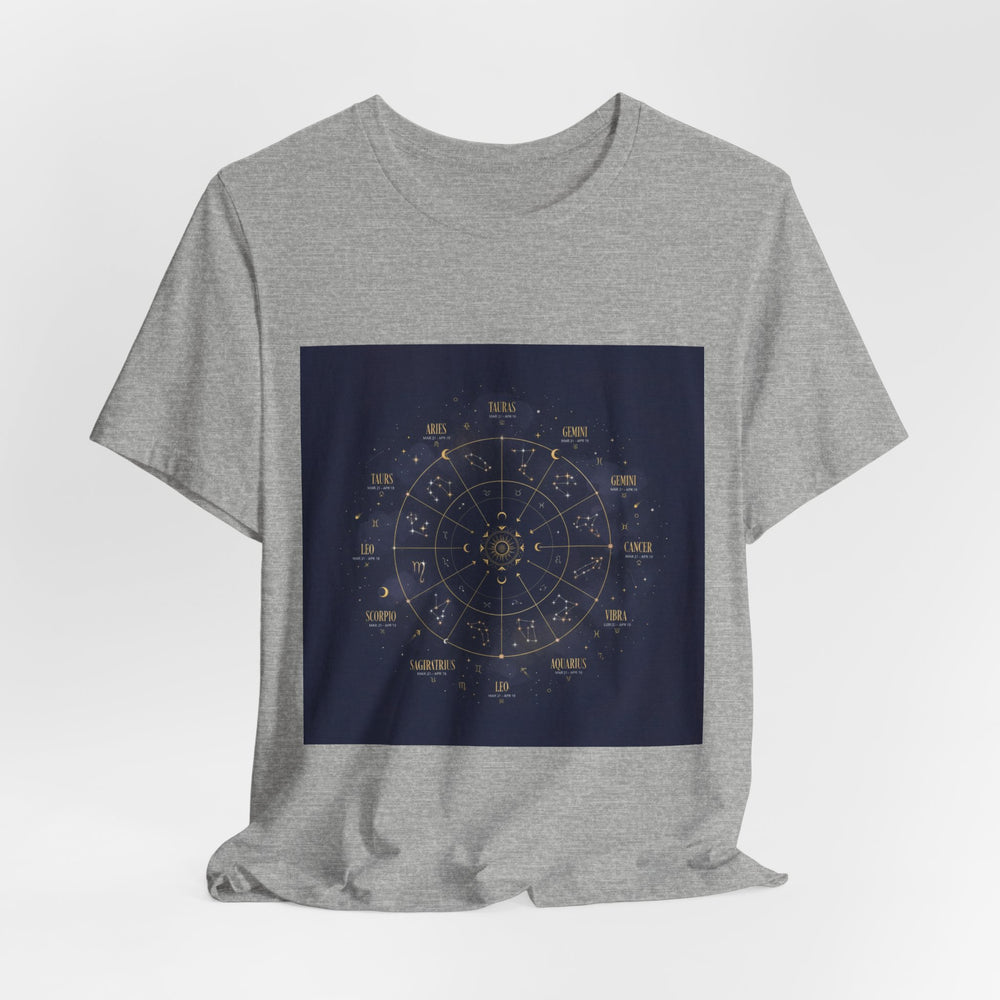 Zodiac Wheel Constellation Tee | Astrology Chart, Gold Foil Cosmic Design