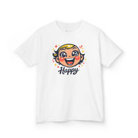Gildan 5000B | "Happy" Tee: Kids' Retro Cartoon Happy Face T-Shirt – Soft & Vibrant | Toddler & Youth "Happy" Graphic Tee – Cute Character Design | Super Happy Kids’ Cotton T-Shirt – Comfortable...