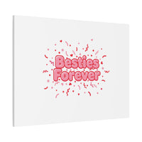 Besties Forever Canvas | Galentine’s Friendship Wall Art, Pink Confetti