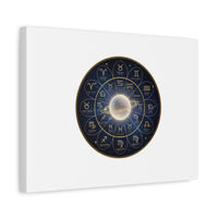 Zodiac Constellation Wheel Canvas, Astrology Art Print | Gold Foil Galaxy