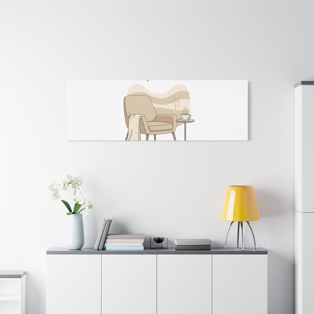 Cozy Winter minimal line art Canvas | Slow Life, soft life neutral wall decor