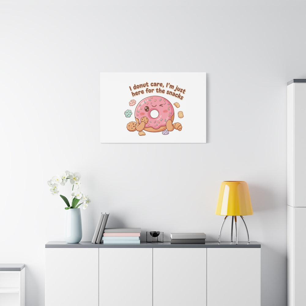 Donut Snacks Pun Canvas | Food & Snack Humor, Cozy Kawaii Art