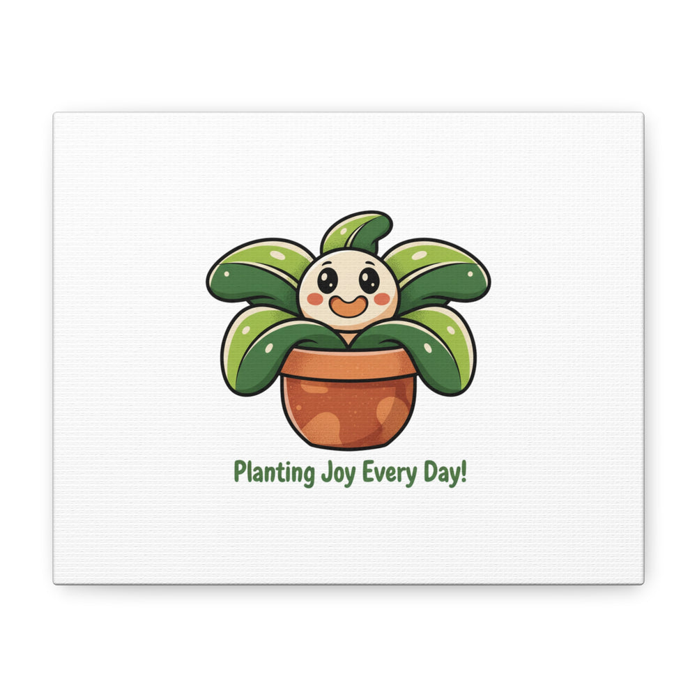 Planting Joy Every Day Canvas | Plant Parent Pun, Sage Cream Botanical Art