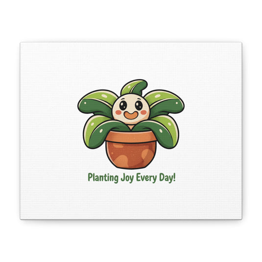 Planting Joy Every Day Canvas | Plant Parent Pun, Sage Cream Botanical Art