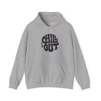 Gildan 18500 | Unisex "Chill Out" Retro Graphic Hoodie – Bold Puff Lettering Pullover – Premium Soft Fleece Streetwear