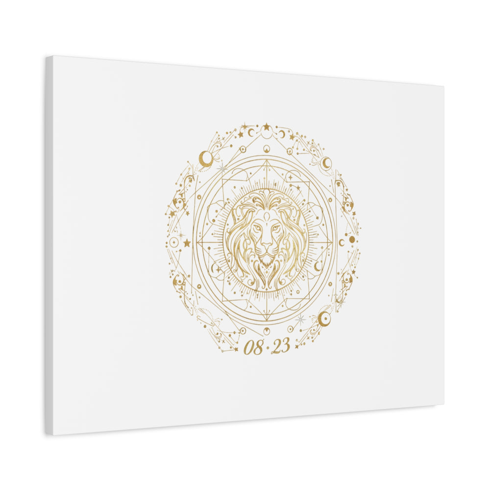 Gold Leo Zodiac Canvas, Astrological Constellation Art | Metallic Lion Wall Art