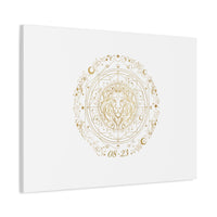 Gold Leo Zodiac Canvas, Astrological Constellation Art | Metallic Lion Wall Art