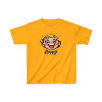 Gildan 5000B | "Happy" Tee: Kids' Retro Cartoon Happy Face T-Shirt – Soft & Vibrant | Toddler & Youth "Happy" Graphic Tee – Cute Character Design | Super Happy Kids’ Cotton T-Shirt – Comfortable...