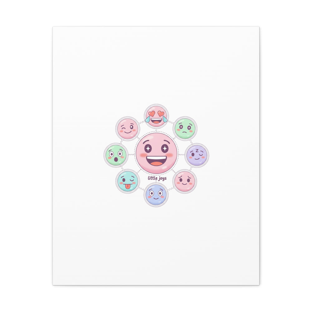Hand-Drawn Emoticon Sticker Pattern Canvas | Cute Emoji Repeat Print