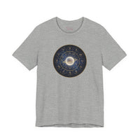 Bella+Canvas3001 | Zodiac Constellation Wheel T-Shirt | Astrology Circle, Cosmic Gold Accents