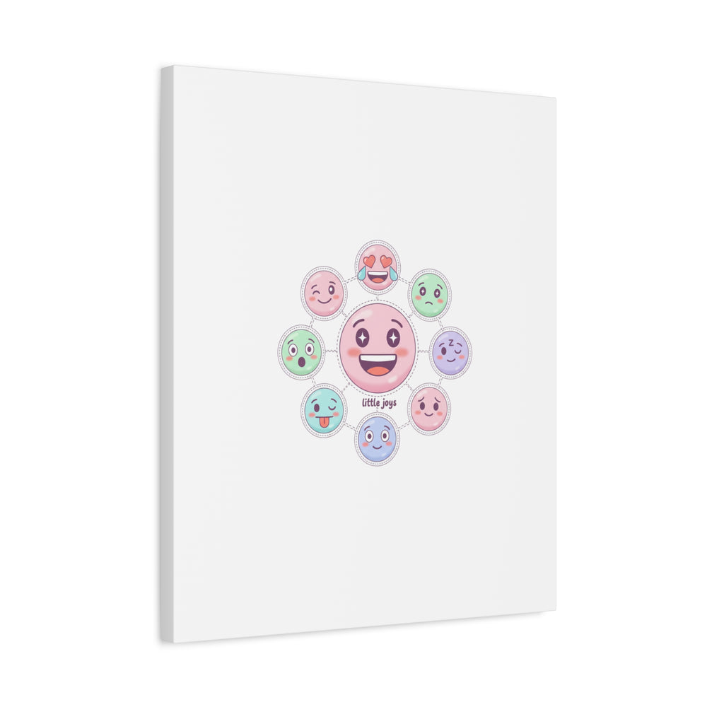 Hand-Drawn Emoticon Sticker Pattern Canvas | Cute Emoji Repeat Print