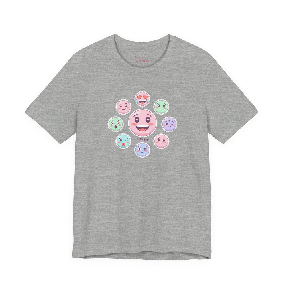Bella+Canvas3001 | Hand-Drawn Emoticon Pattern Tee | Cute Emoji Sticker Repeat Print