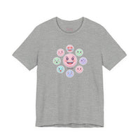 Bella+Canvas3001 | Hand-Drawn Emoticon Pattern Tee | Cute Emoji Sticker Repeat Print