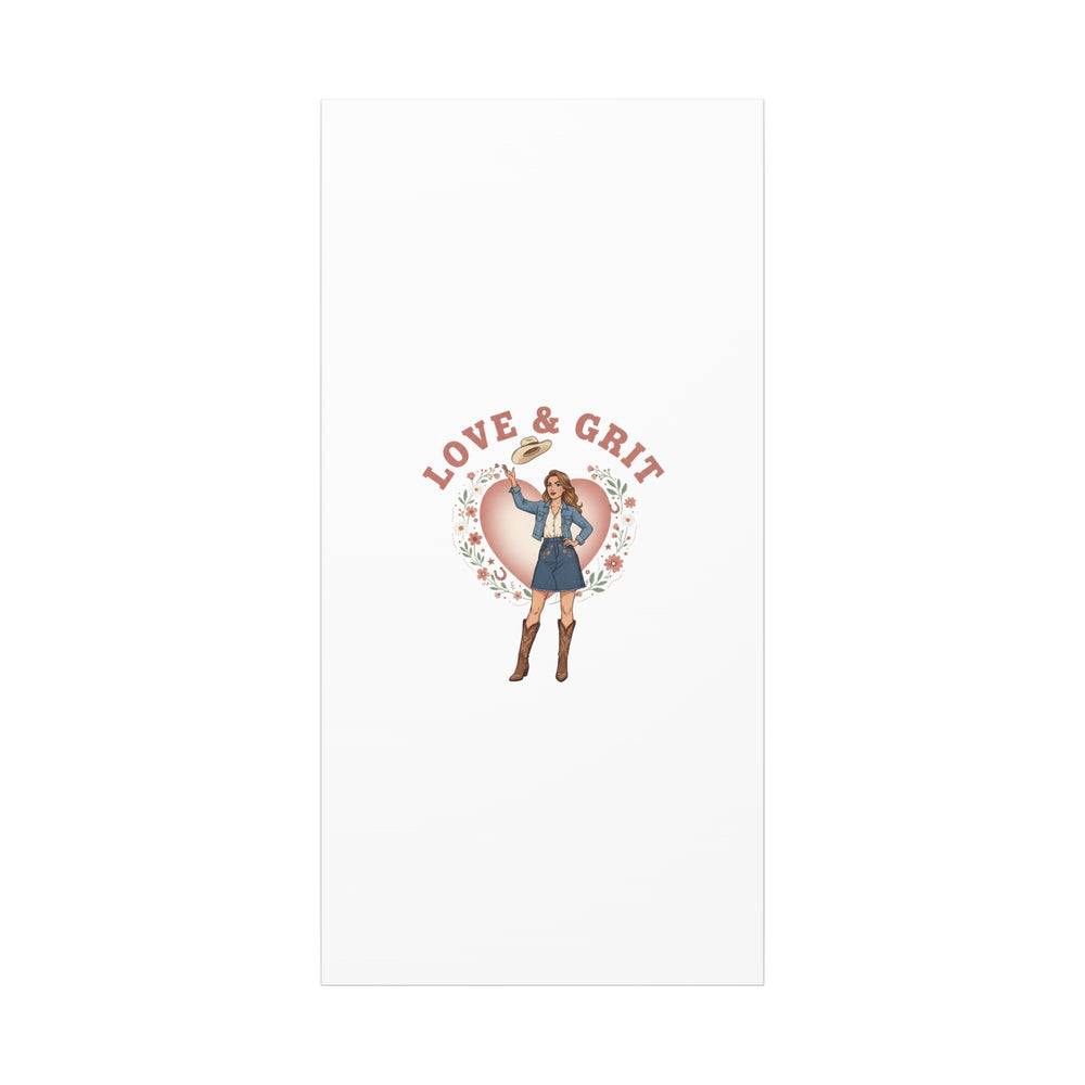 Love & Grit Canvas, Western Valentine Cowgirl Heart Poster | Cowboy Valentine