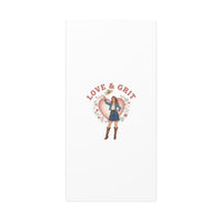 Love & Grit Canvas, Western Valentine Cowgirl Heart Poster | Cowboy Valentine