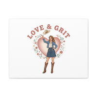 Love & Grit Canvas, Western Valentine Cowgirl Heart Poster | Cowboy Valentine