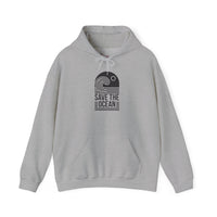 Gildan 18500 | Unisex "Save the Ocean" Wave Graphic Hoodie – Eco-Conscious Surf Style – Premium Fleece Tropical Pullover