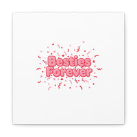 Besties Forever Canvas | Galentine’s Friendship Wall Art, Pink Confetti