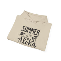 Gildan 18500 | Unisex "Tropical Life" Sunset Hoodie – Circular Palm Tree & Wave Graphic – Premium Soft Coastal Fleece