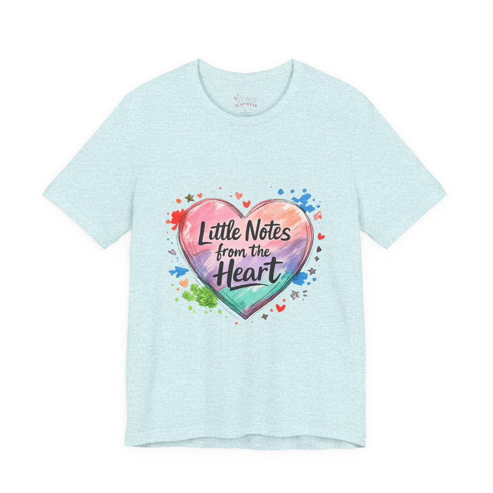 Bella+Canvas 3001 | "Little Notes from the Heart" Heart-Shaped Aesthetic T-Shirt | Little Notes from the Heart Tee | hand‑drawn marker effect, doodle art