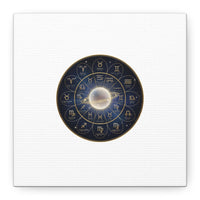 Zodiac Constellation Wheel Canvas, Astrology Art Print | Gold Foil Galaxy