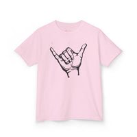 Gildan 5000B | Kids' Shaka Hand "Hang Loose" Graphic Tee – Soft Cotton Youth T-Shirt