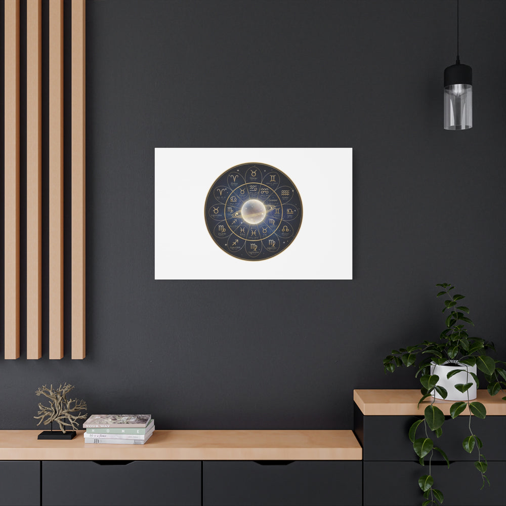 Zodiac Constellation Wheel Canvas, Astrology Art Print | Gold Foil Galaxy