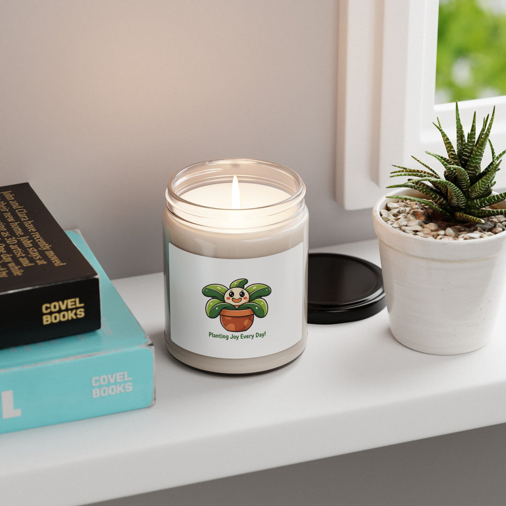 Planting Joy Every Day Soy Candle | plant parent pun, sage cream label